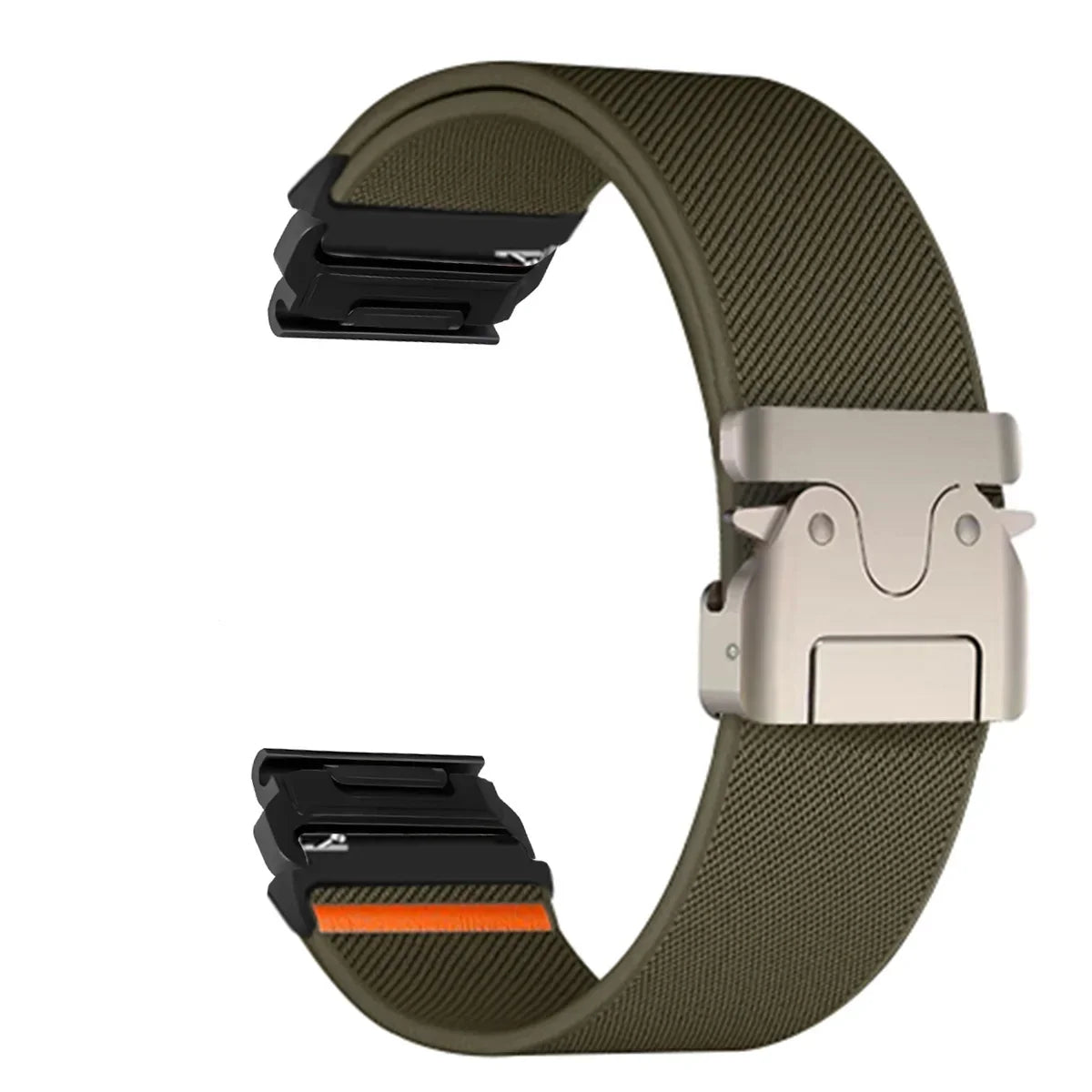 Garmin QuickFit Nylon Band - Clasp and Slider Styles in Olive / Black - Clasp
