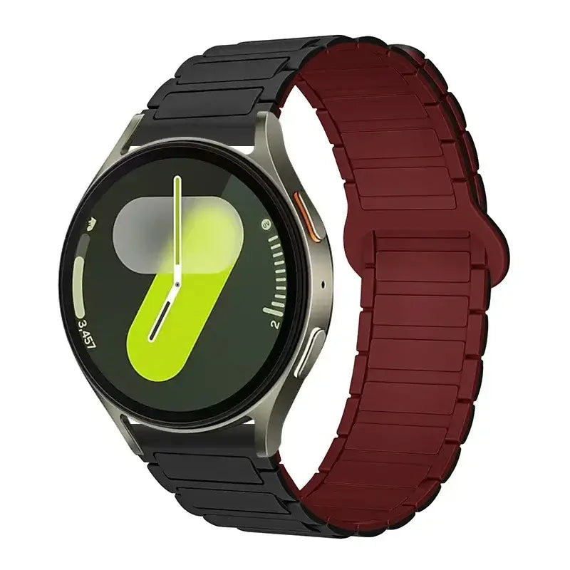 Amazfit Ribbed Magnetic Silicone Loop Band — Black / Wine Red