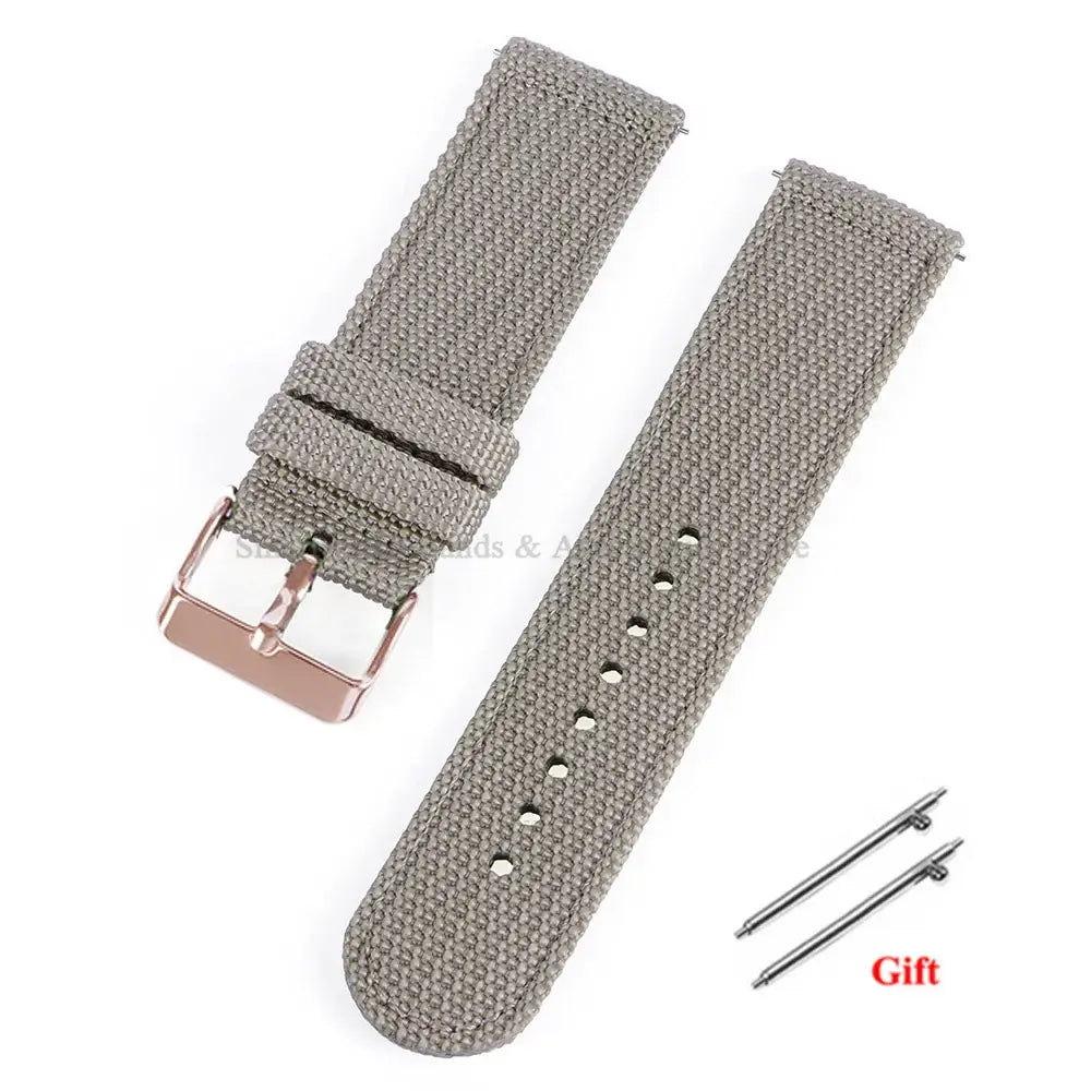 TicWatch Woven Nylon Band with Buckle Options - Gray / Rose Gold Buckle