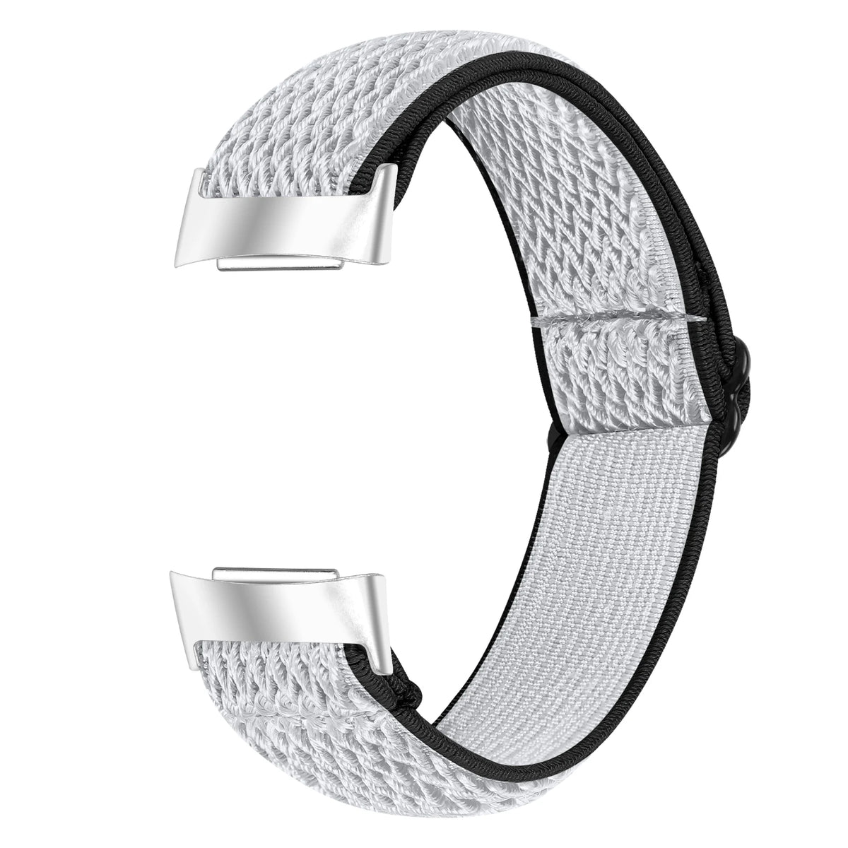 Fitbit Charge 5/6 Adjustable Stretch Nylon Band - White / Black