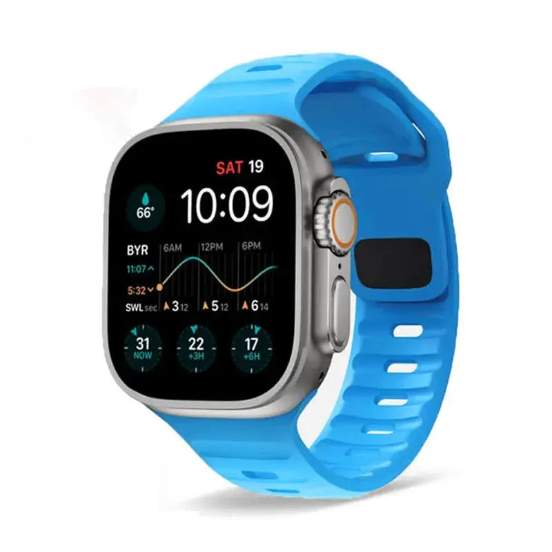 Sky Blue slotted silicone Apple Watch sport band