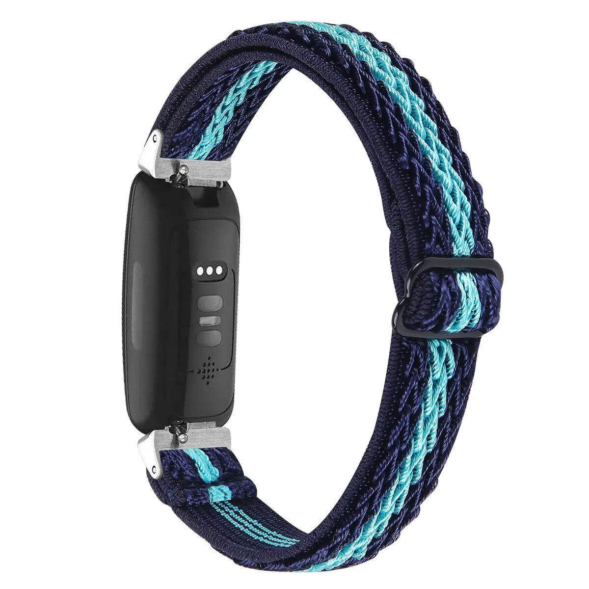 Fitbit Inspire Textured Stretch Nylon Loop Band - Navy / Turquoise Stripe