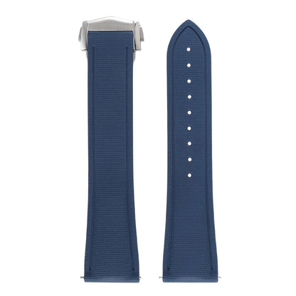 Garmin Sailcloth-Texture FKM Rubber Band in Navy Blue with Silver Clasp