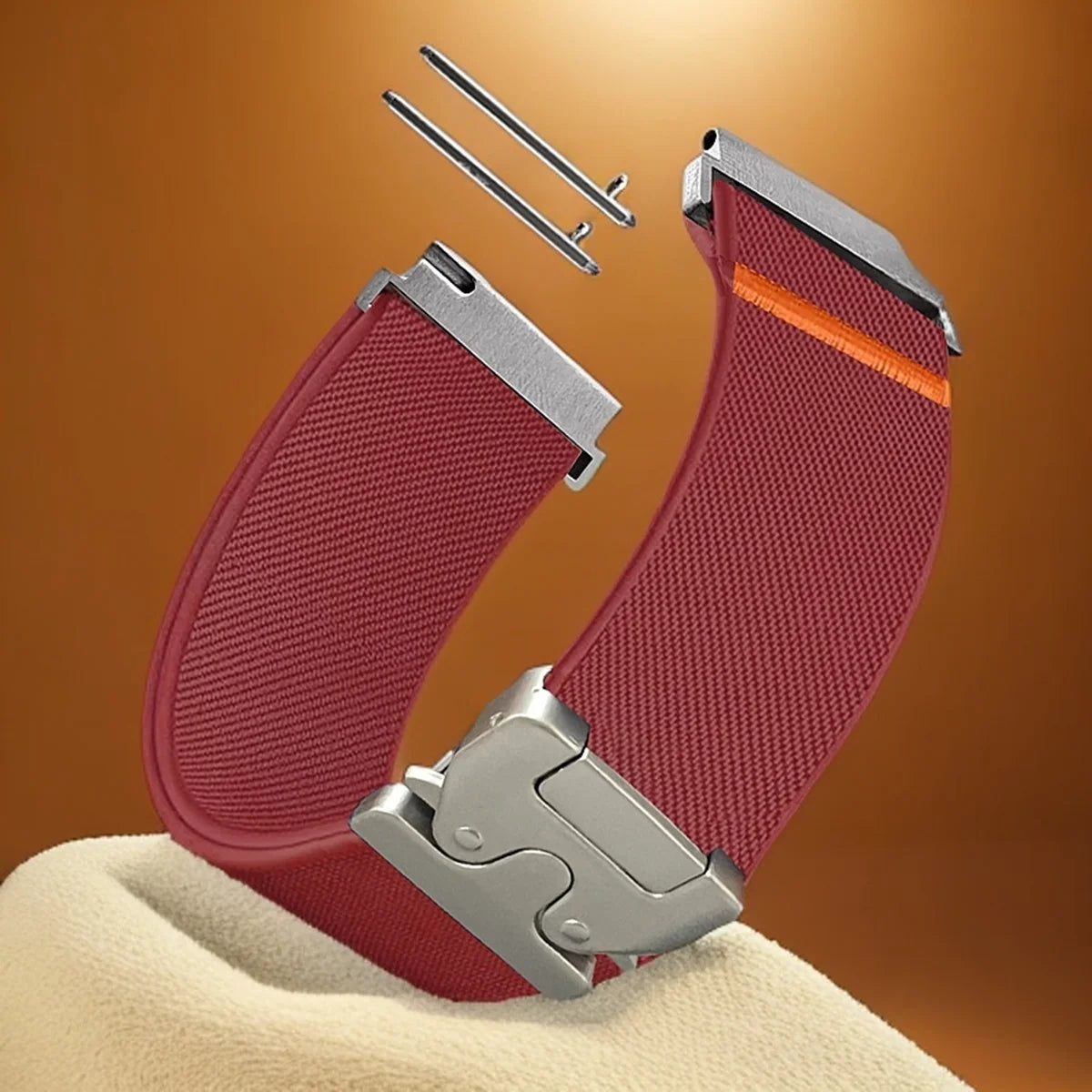 COROS Elastic Nylon Watch Band with Metal Clasp - Wine Red