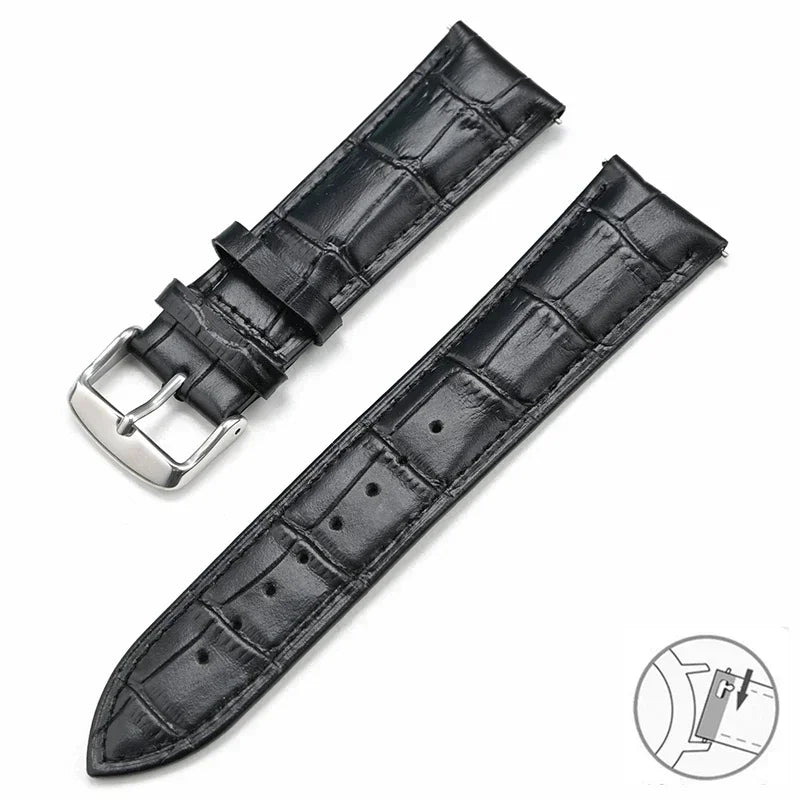 Garmin Croc-Embossed Leather Band in Black with Silver Buckle