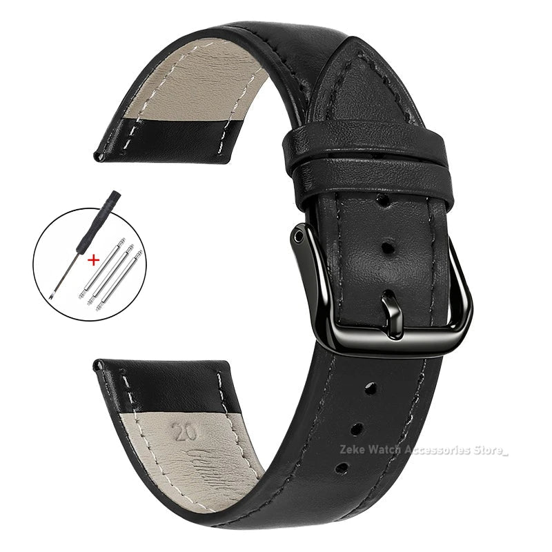 Garmin Slim Calfskin Band in Black with Black Buckle