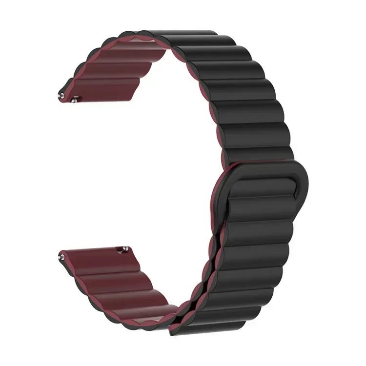 COROS Ribbed Magnetic Silicone Loop Watch Band - Black / Wine Red