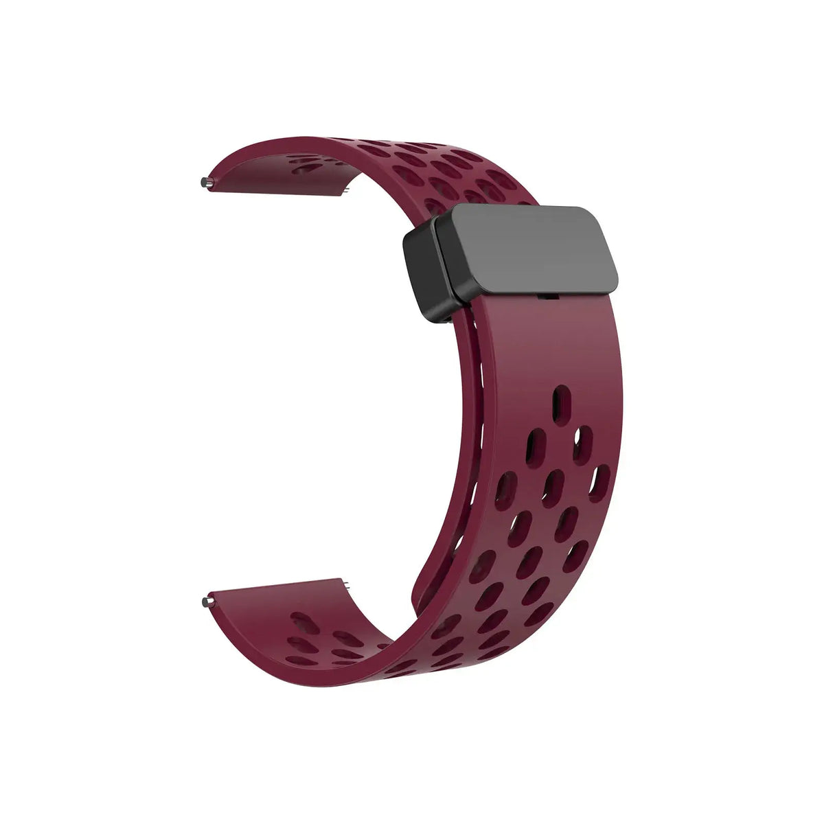 Amazfit Perforated Silicone Band with Magnetic Clasp - Wine Red / Black Clasp