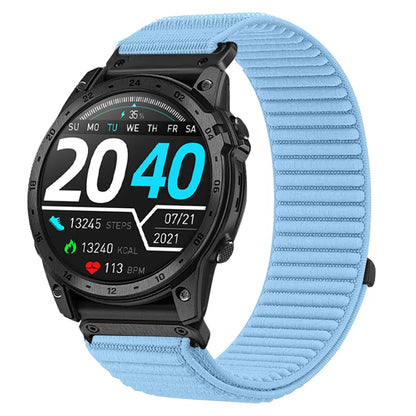 Blue Garmin QuickFit 20/22/26mm Elastic Woven Nylon Hook-and-Loop Band