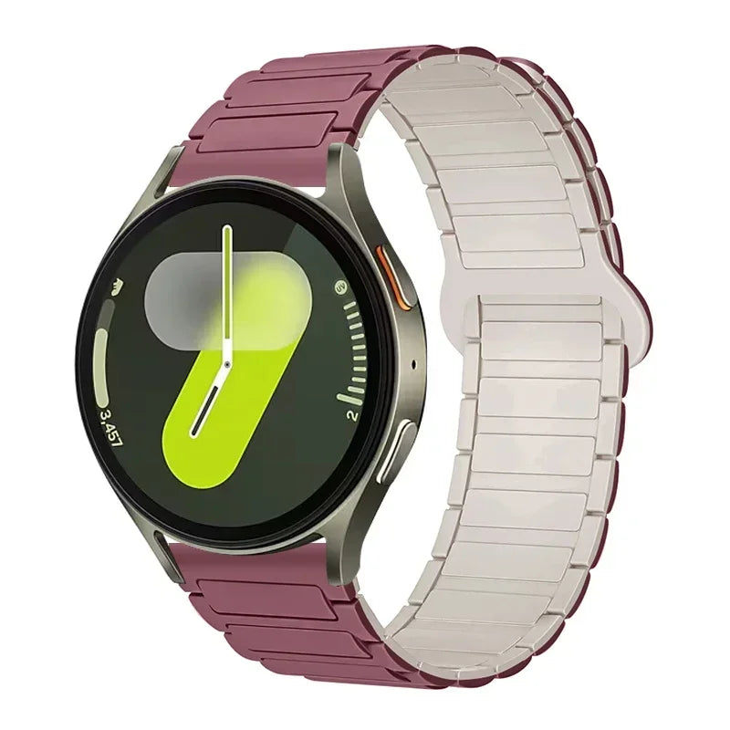 OnePlus Smartwatch Sport Magnetic Silicone Watch Band Strap in pink and white with a stylish design.