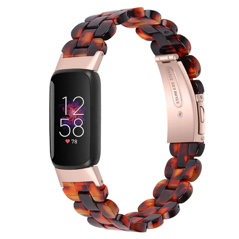 Fitbit Luxe Marbled & Tortoiseshell Resin Band - Dark Tortoiseshell / Rose Gold