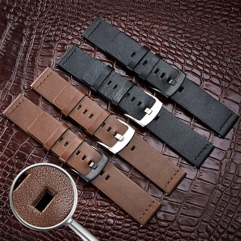 OnePlus Smartwatch Bands Leather Strap for Men Women Quick Release in black and brown colors