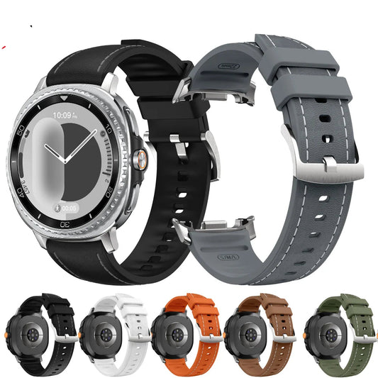 Samsung Galaxy Silicone Leather Watch Band - Watch8/Watch8 Classic/Watch9 in various colors for stylish smartwatch upgrades.