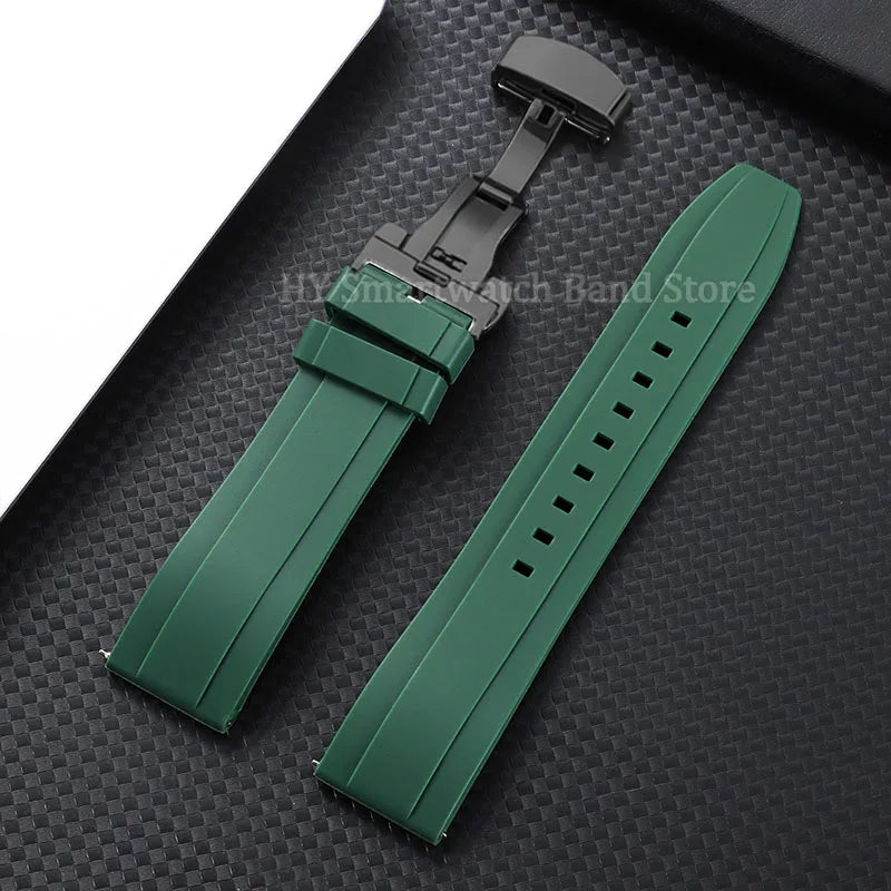 Garmin Silicone Butterfly Clasp Band in Green with Black Clasp