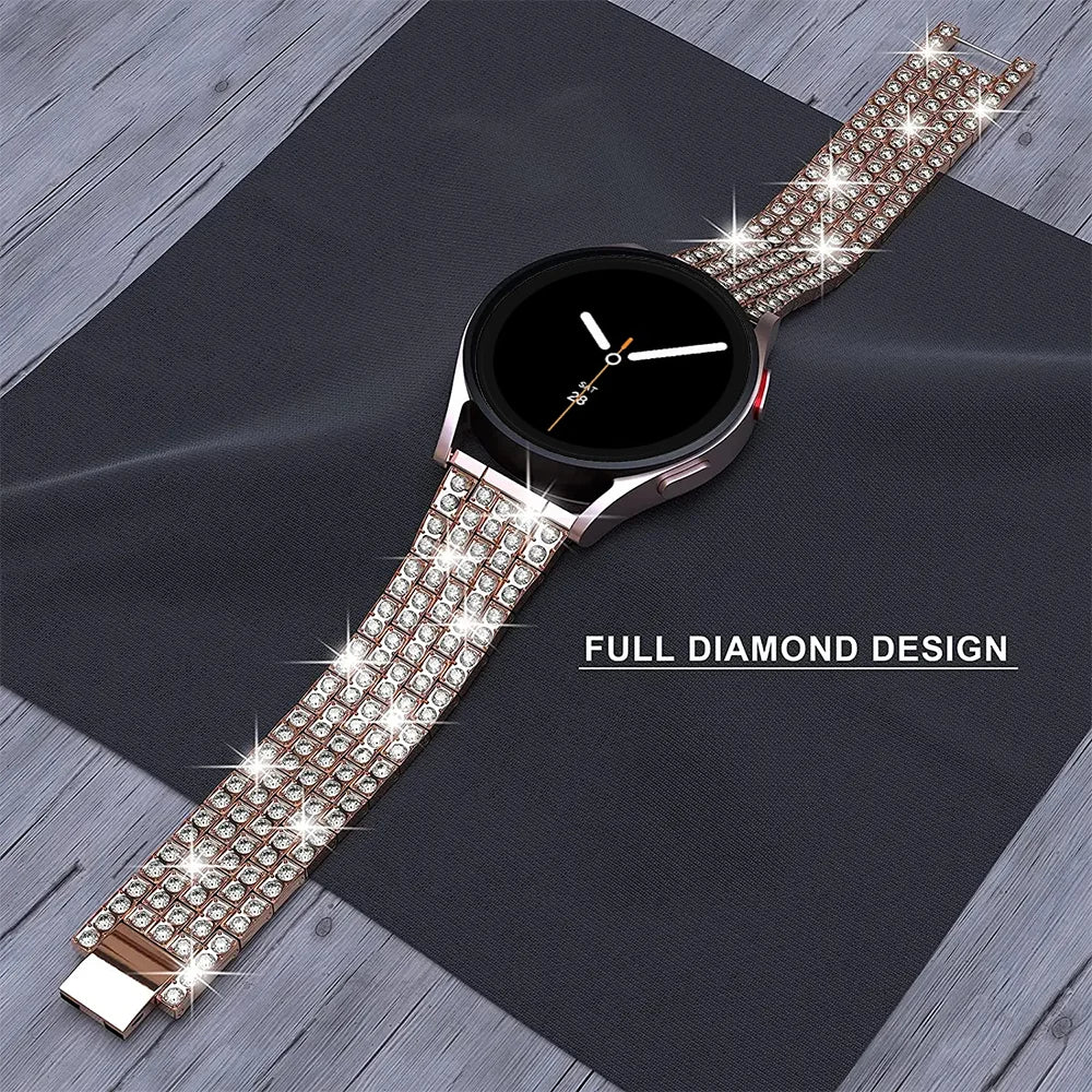 Samsung Galaxy Diamond Stainless Watch Band - Watch8/Watch8 Classic/Watch9 with full diamond design.