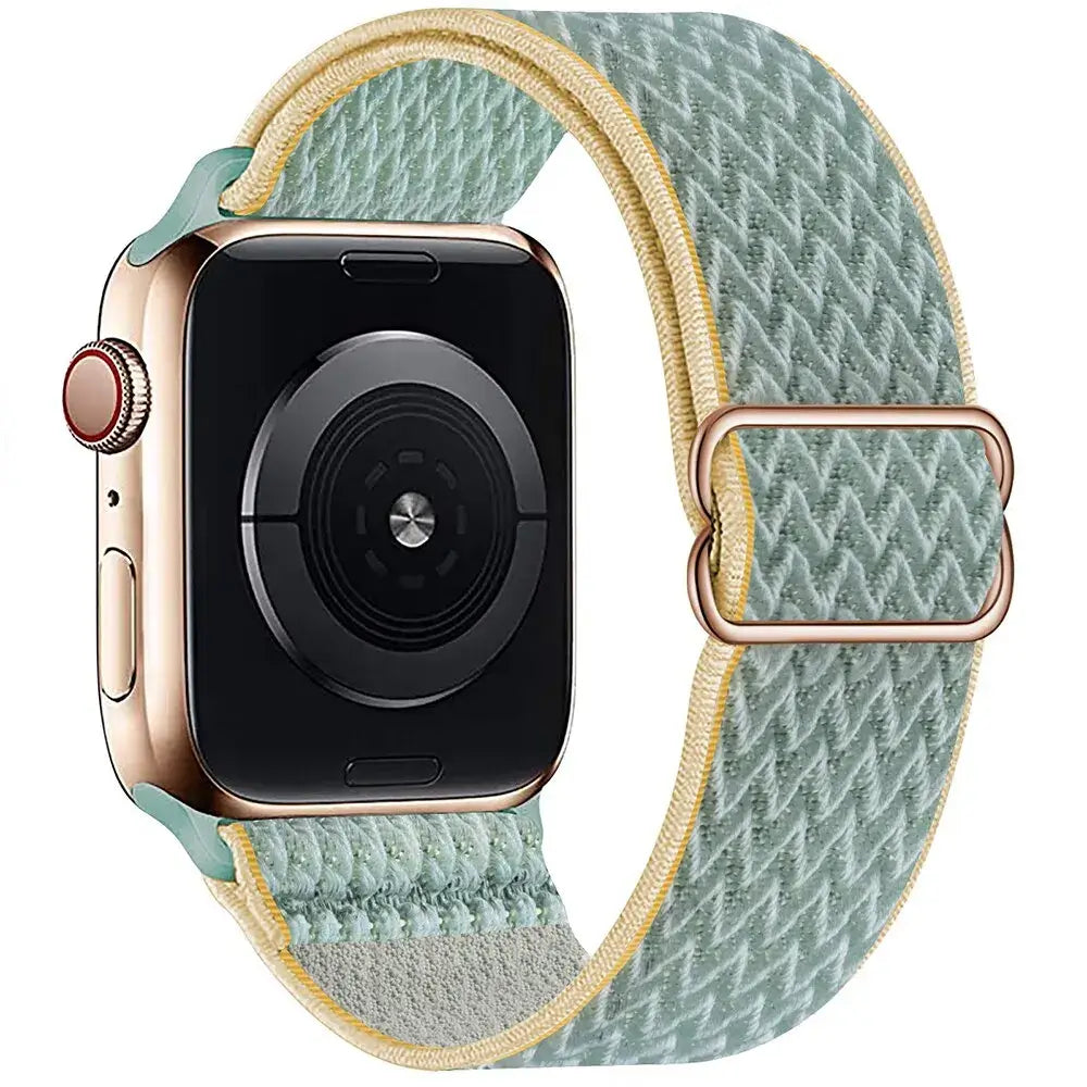 Mint / Yellow Chevron adjustable stretch nylon Apple Watch band