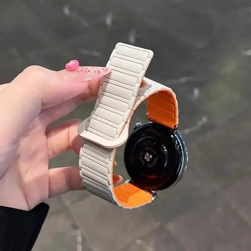 Cream and orange loop on watch — BandsCo Straps