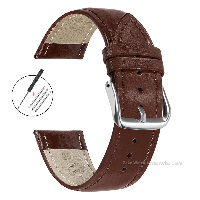 Garmin Slim Calfskin Band in Dark Brown with Silver Buckle