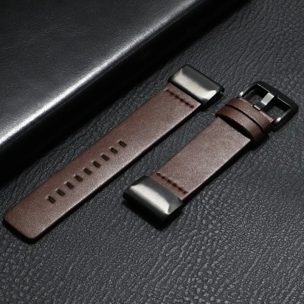 Garmin QuickFit Minimal Leather Band in Dark Brown / Black
