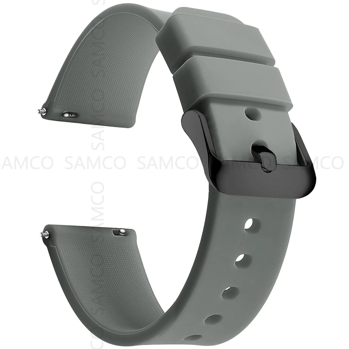 Garmin Curved-End Silicone Band in Gray with Black Buckle