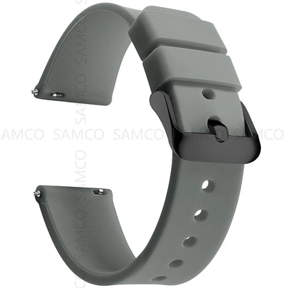 Garmin Curved-End Silicone Band in Gray with Black Buckle