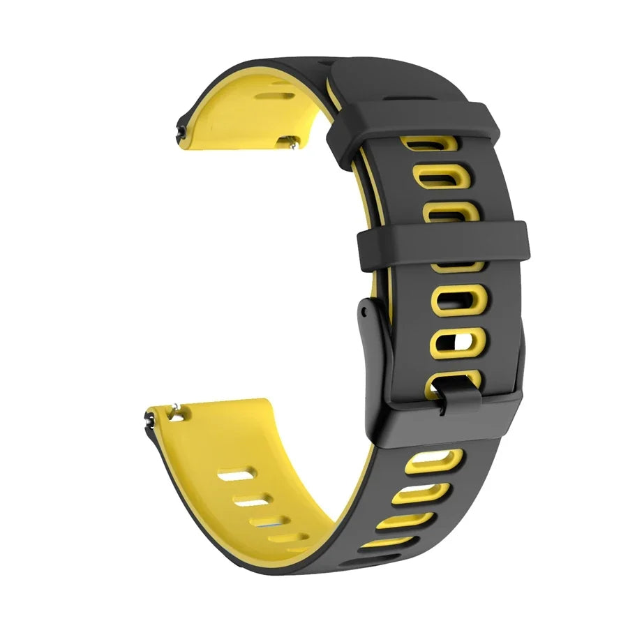 COROS Two-Tone Silicone Watch Band with Rectangular Holes - Black / Yellow