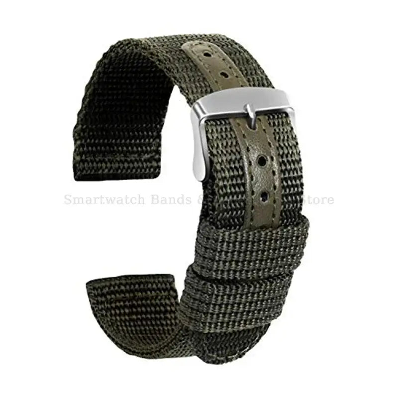 Suunto Textured Nylon Band with Center Detail - Army Green / Silver Buckle