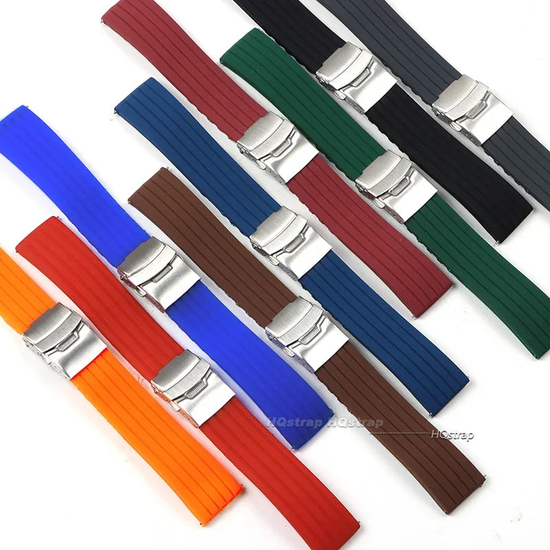 Silicone Folding Clasp Band for Polar – grooved strap color selection