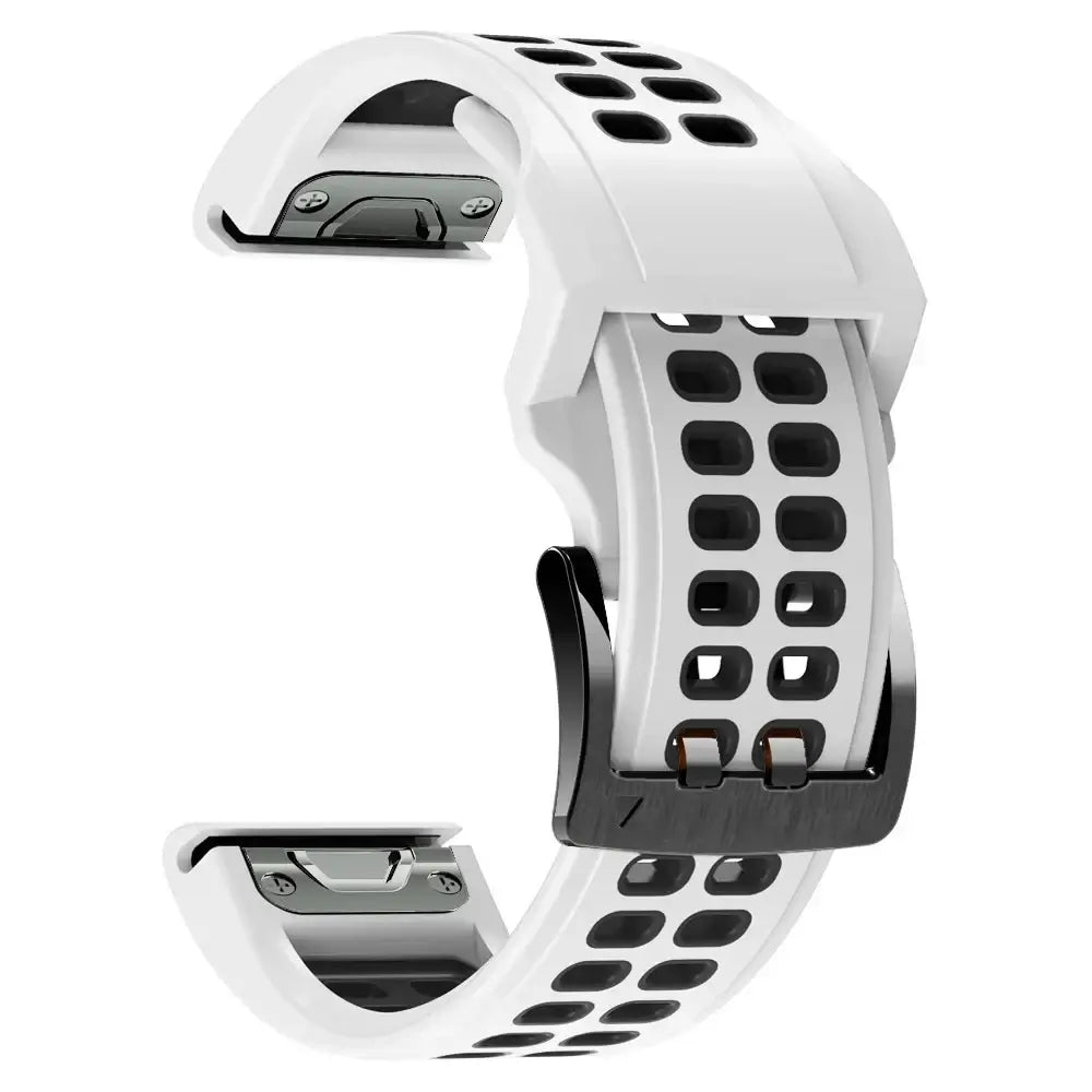 Garmin QuickFit Silicone Band - Solid and Perforated in White / Black - Perforated