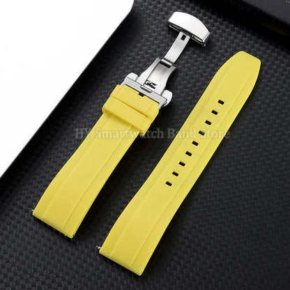 Garmin Silicone Butterfly Clasp Band in Yellow with Silver Clasp