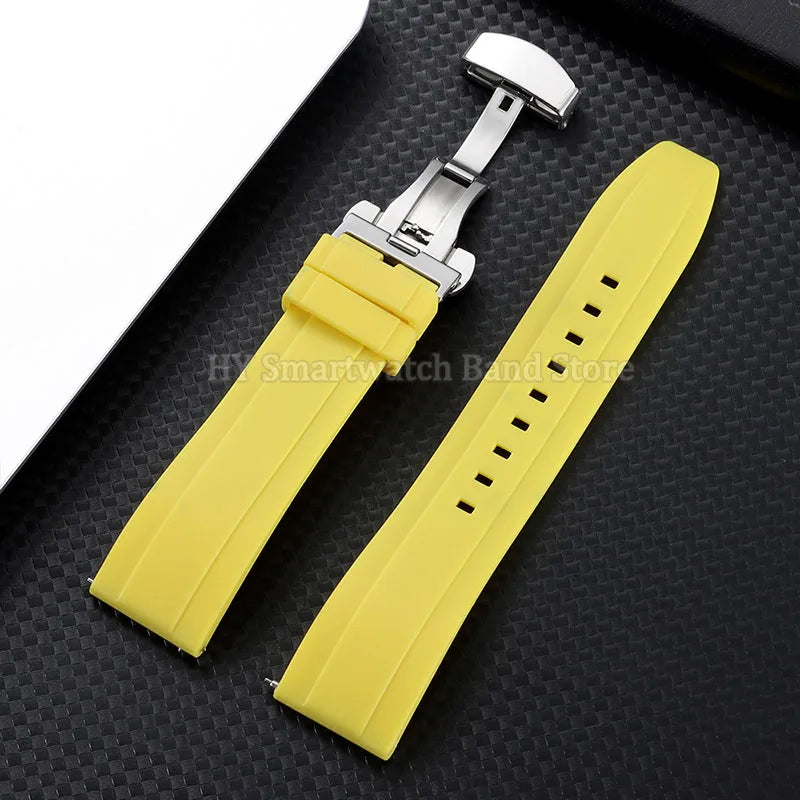 Garmin Silicone Butterfly Clasp Band in Yellow with Silver Clasp