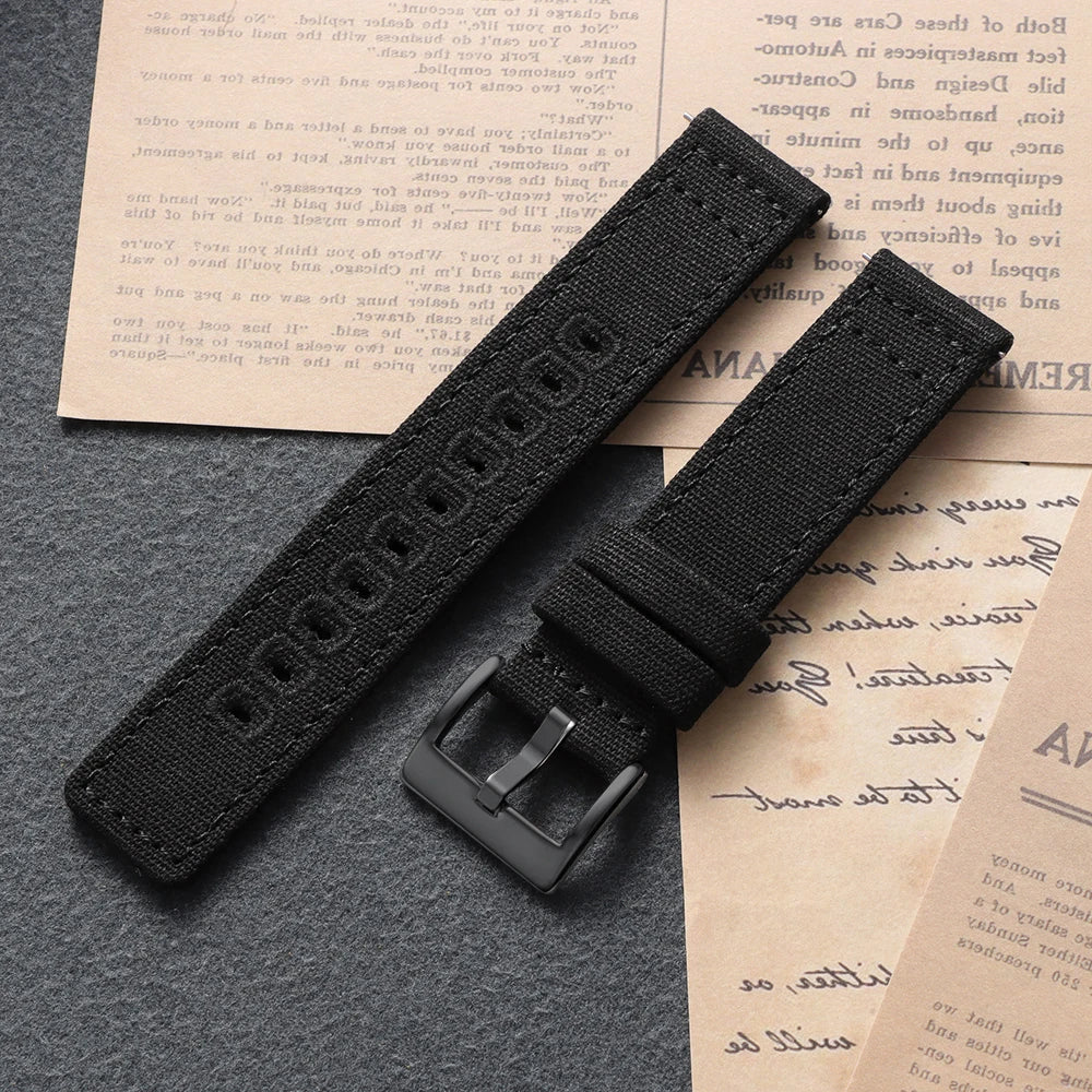 Garmin Stitched Canvas Nylon Band in Black with Black Buckle