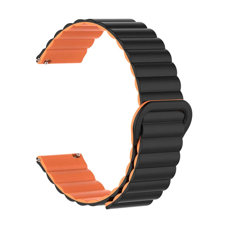 Motorola Moto Ribbed Magnetic Silicone Loop Band — Black / Orange
