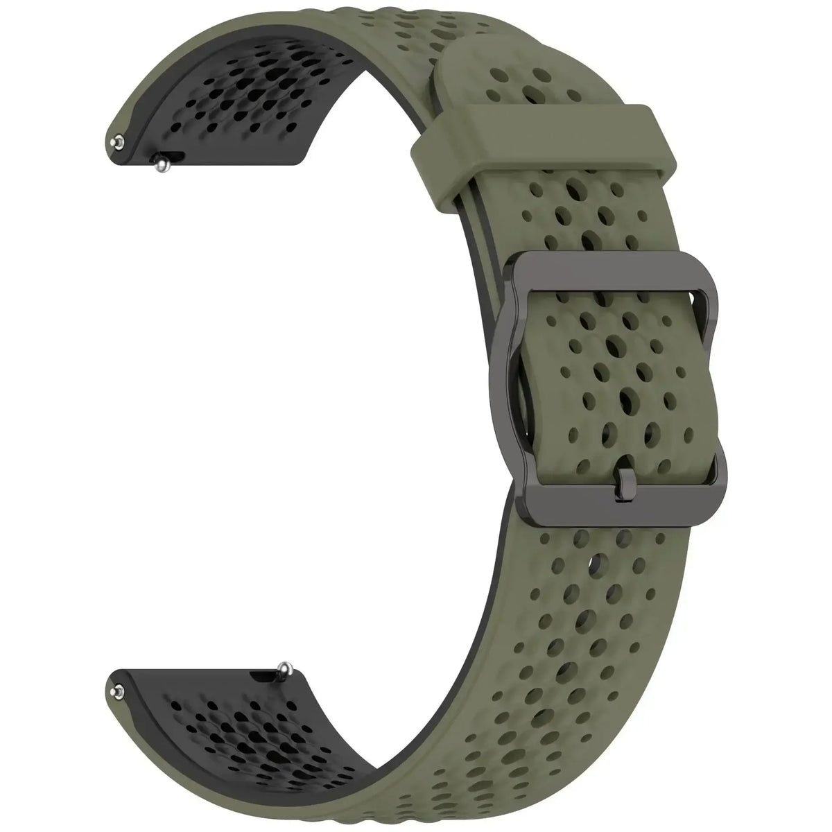Perforated Silicone Buckle Band for Amazfit – Olive Green / Black