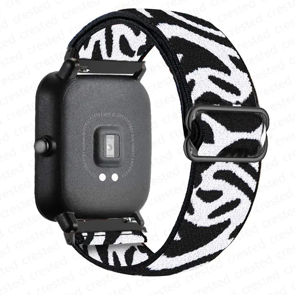 Adjustable Nylon Loop Band for Amazfit – Black / White Zebra