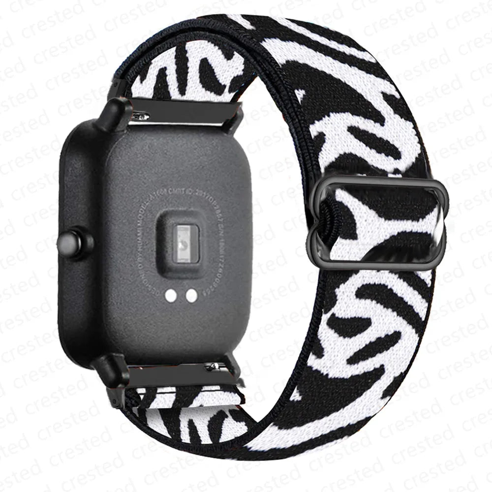 Adjustable Nylon Loop Band for Polar – Black / White Zebra