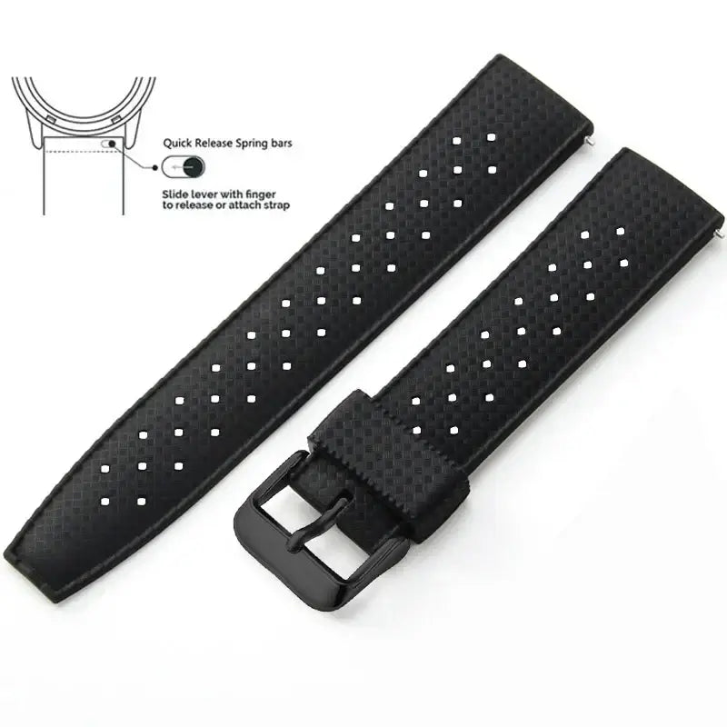Tropic Silicone Band for Amazfit – Black / Black Buckle (Option 4)