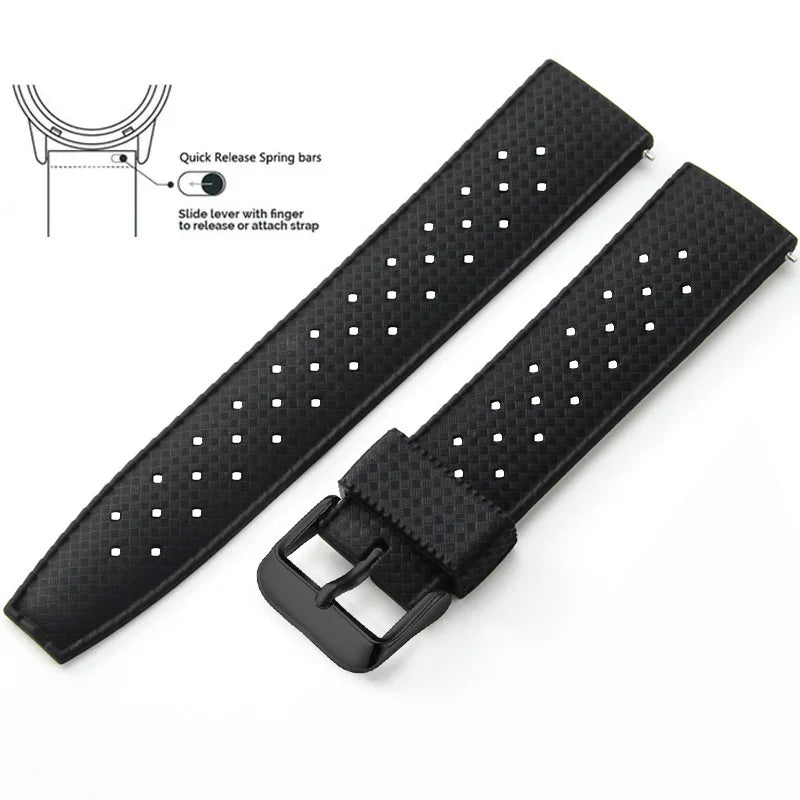 Tropic Silicone Band for Polar – Black / Black Buckle (Option 4)
