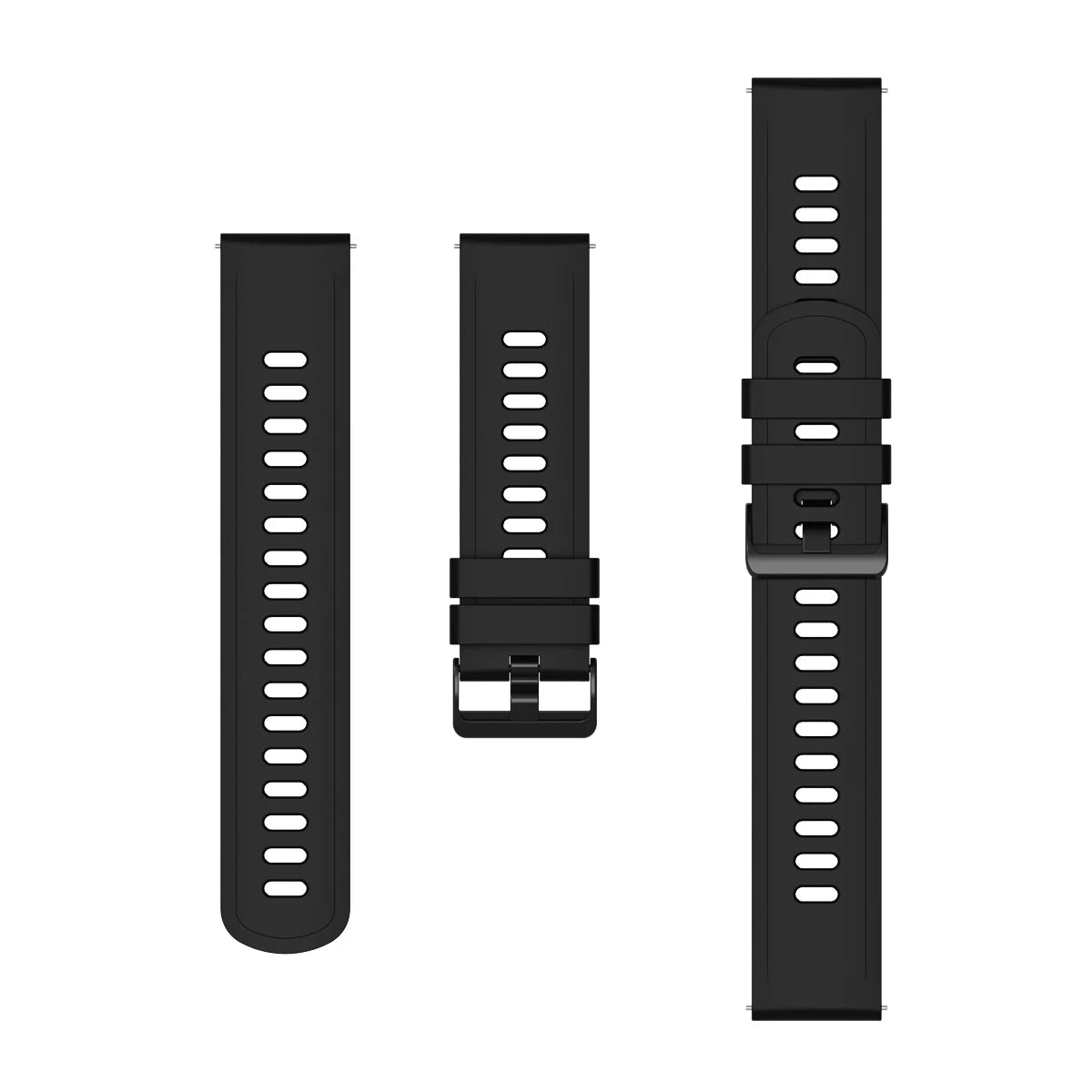 OnePlus Smartwatch Silicone Replacement Band Sport Strap Quick Release in black color, showcasing its quick release feature.