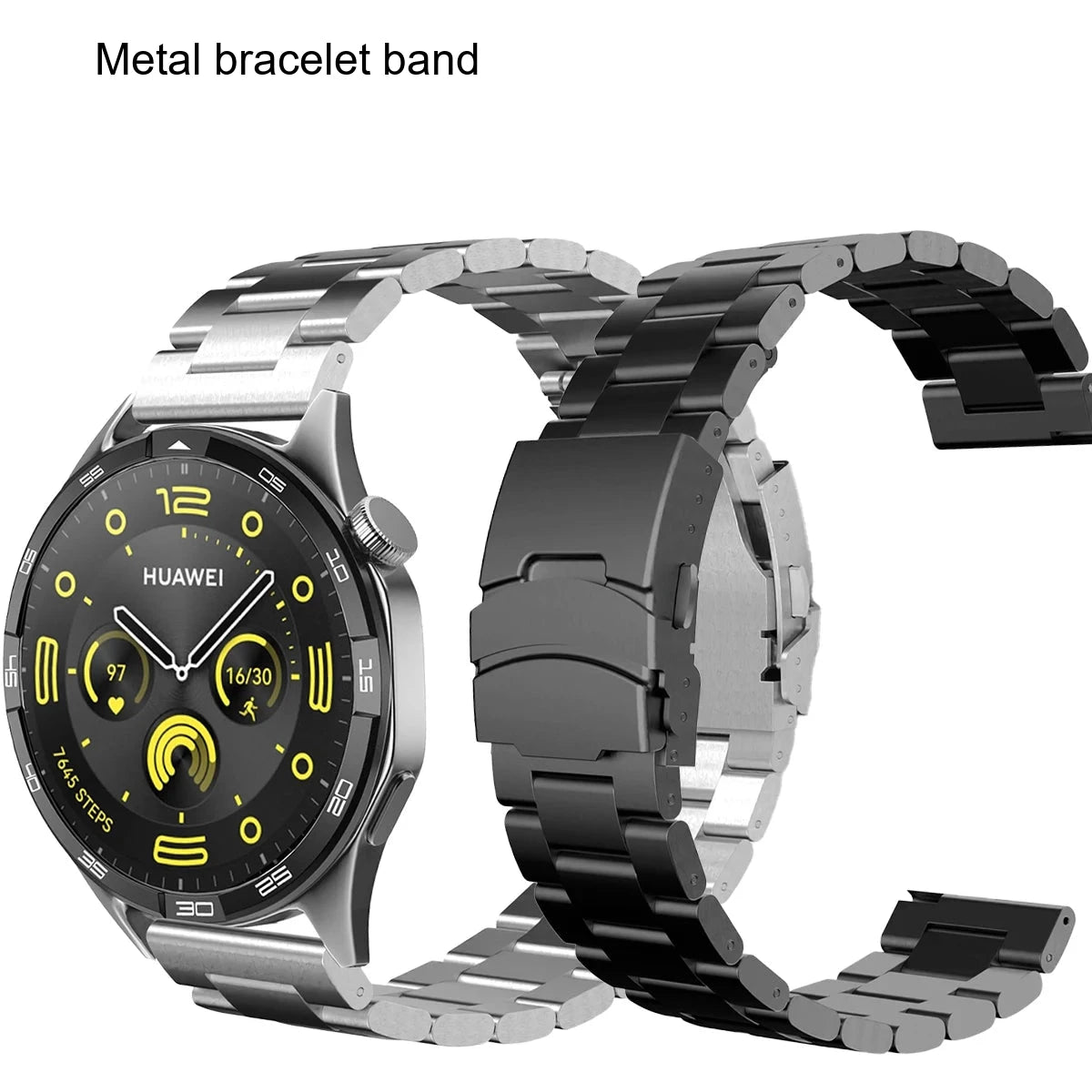 Google Pixel Watch 5, 4 and 3 45mm Titanium Link Band, Safety Clasp — product view