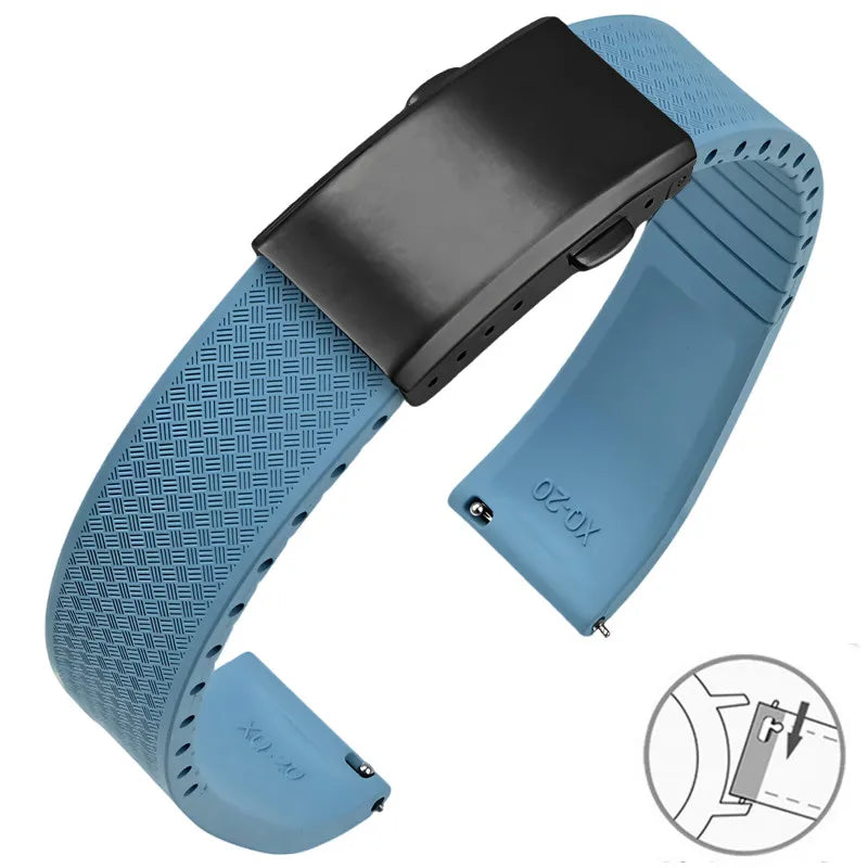 Garmin FKM Rubber Band in Light Blue with Black Clasp