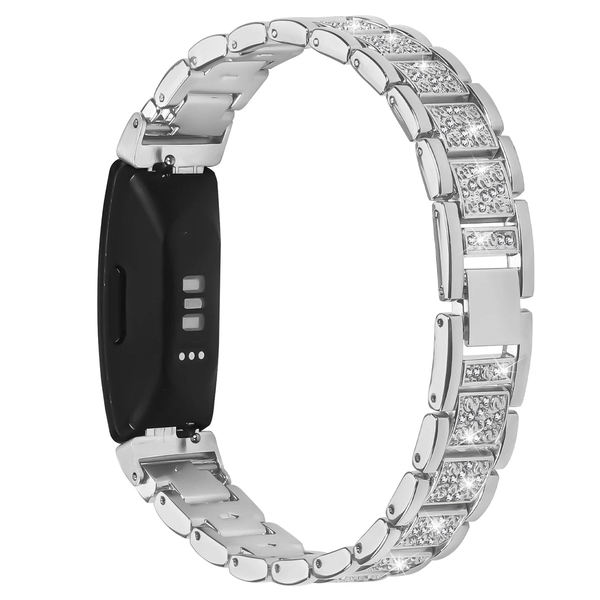 Silver Fitbit Inspire 2, Inspire HR and Ace 3 Sparkling Panel Link Band