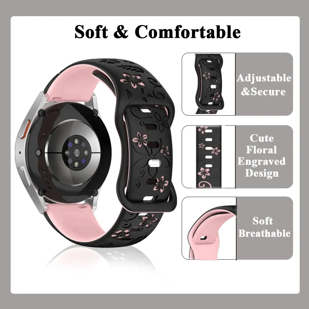 Garmin Floral Engraved Silicone Band — features overview