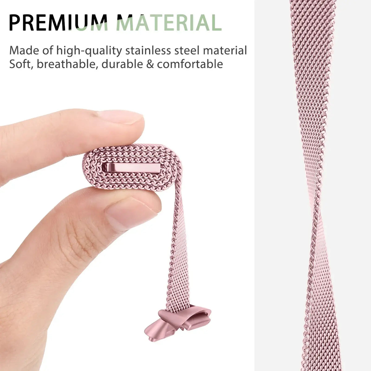 Fitbit Luxe Magnetic Stainless Steel Mesh Band - Flexible mesh and magnetic closure
