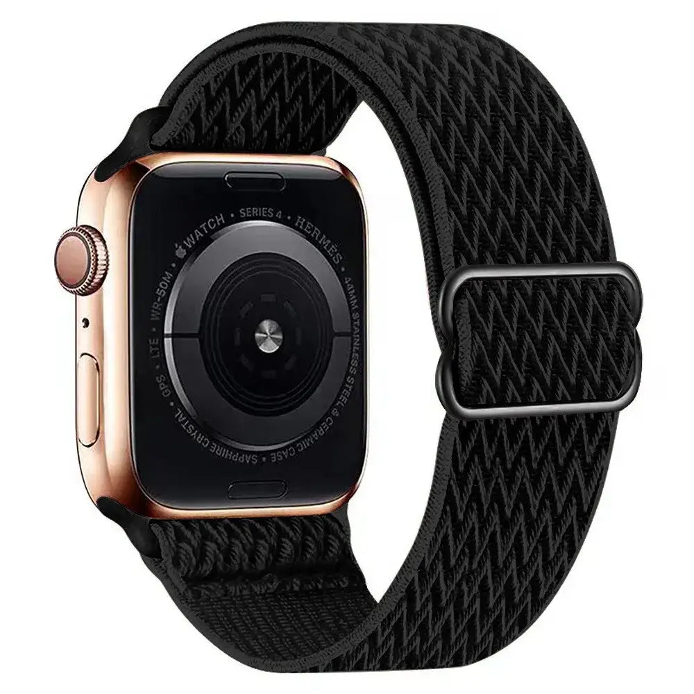 Black chevron stretch nylon Apple Watch band