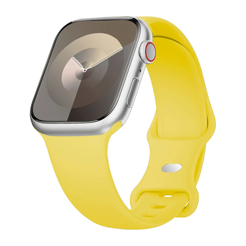 Smooth Silicone Apple Watch Sport Band with Pin Closure in Yellow