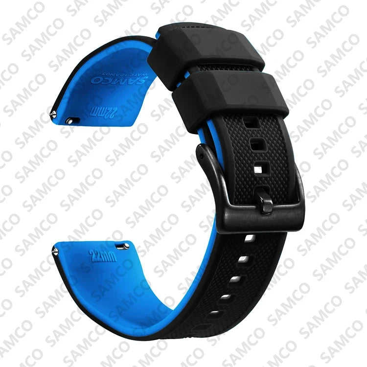 Polar Textured Silicone Band with Buckle Choices – Black / Blue / Black Buckle