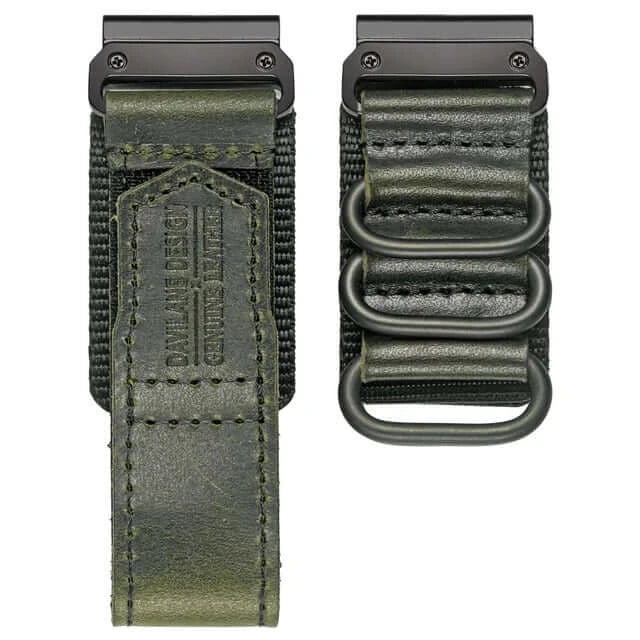Garmin QuickFit Leather and Nylon Loop Band in Olive Green