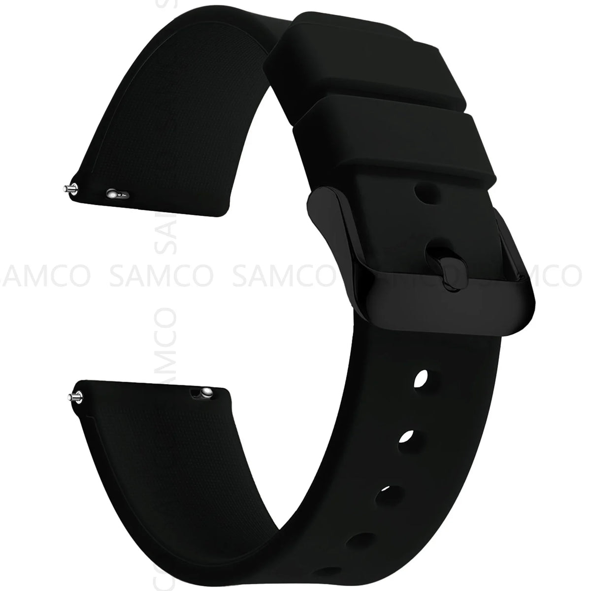 Garmin Curved-End Silicone Band in Black with Black Buckle