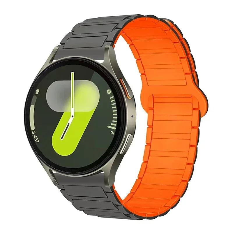 Polar Ribbed Magnetic Silicone Loop Band — Gray / Orange
